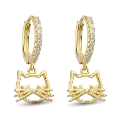 Aros Colgantes Gatitos Con Strass