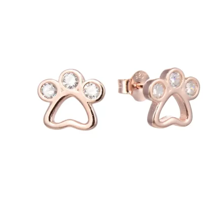 Aros Huellitas Plata 925 Dorada con cubics