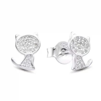 Aros de Gato Plata 925 con Micro-Pavé de Brillantes Pasantes